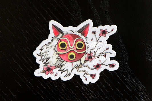 Wolf Girl with Cherry Blossoms Sticker
